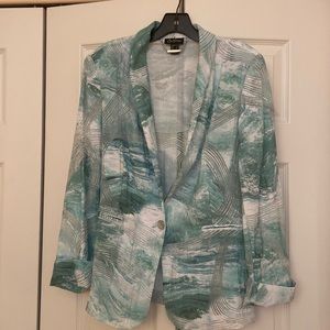 Very light summer blazer, beautiful white and aqua color combo, like new